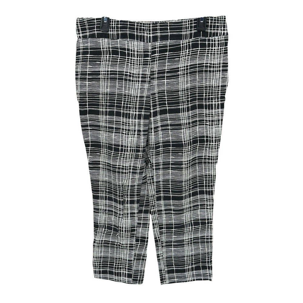 Ann Taylor LOFT Pants Womens 10 Black White‎ Marisa Side Zip Crop Stretch Office